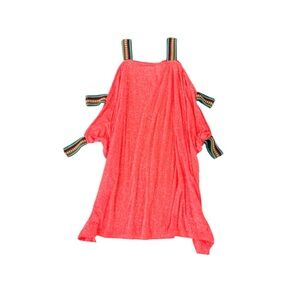 Pitusa Vibrant Coral Cold Shoulder Swim Cover-Up